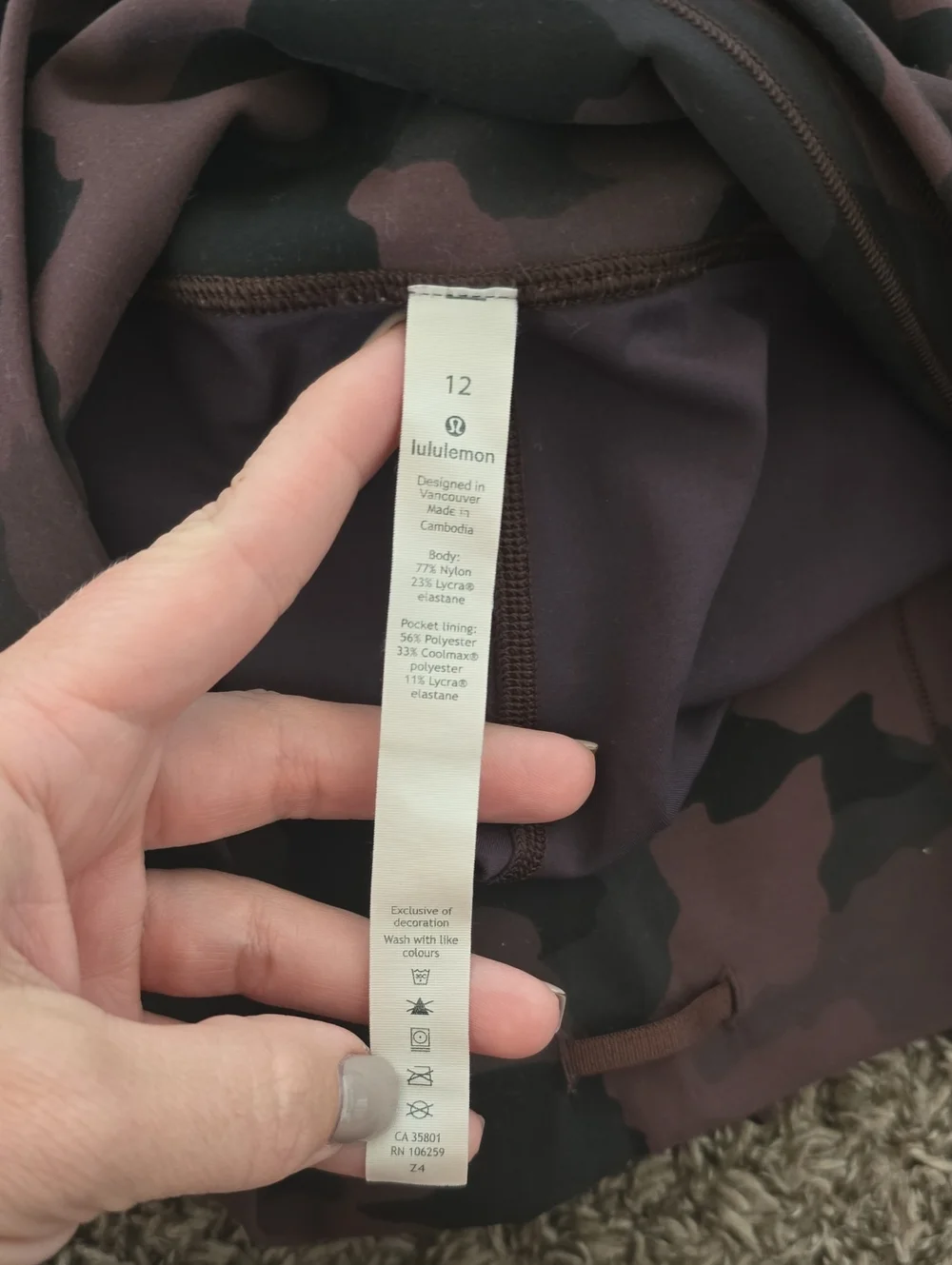 Lululemon Athletica Camo High-Waist Leggings in Brown and Black